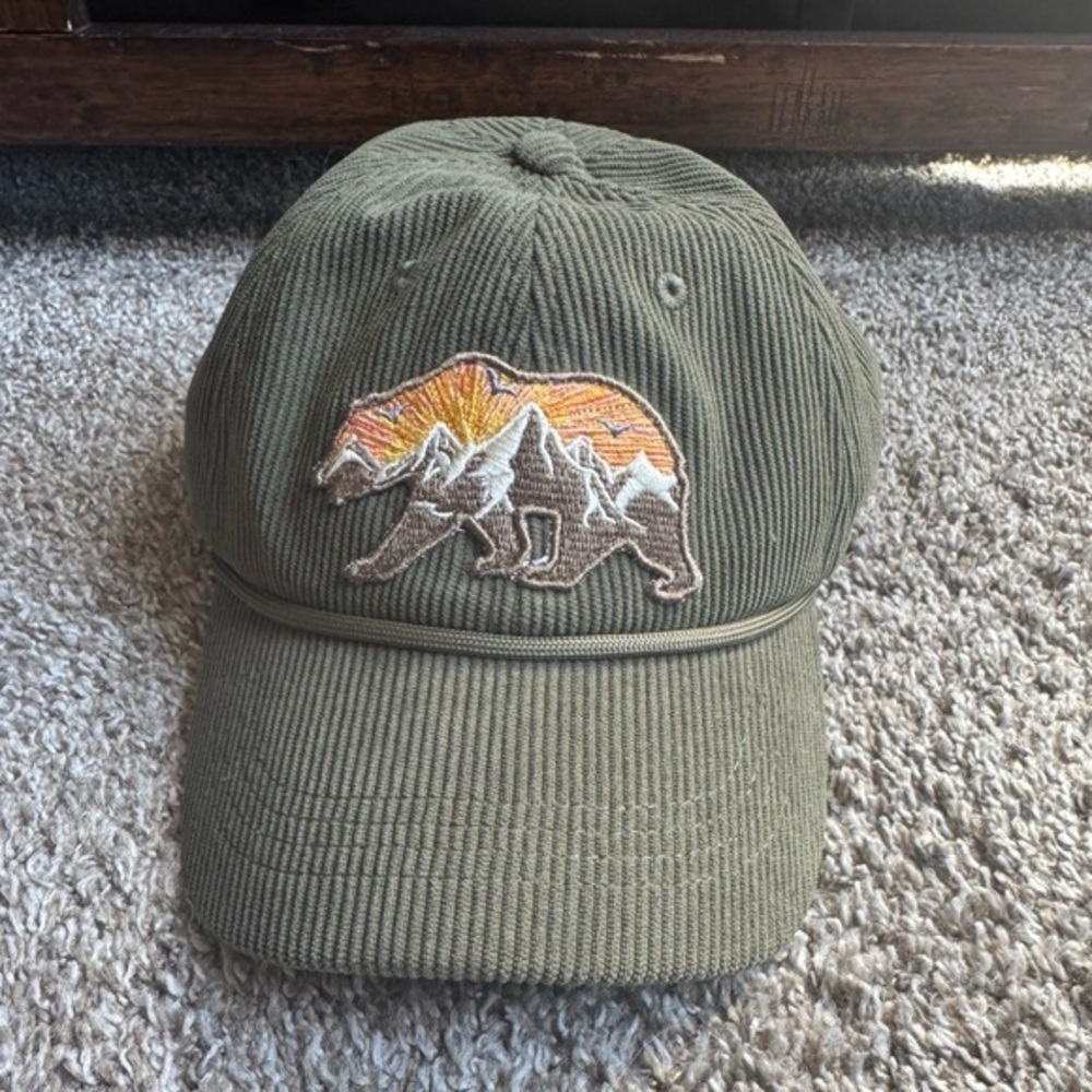 Telluride Premium Corduroy Embroidered Bear
Mountain Patch Hat Adjustable Strap